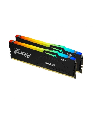 ოპერატიული მეხსიერება: Kingston FURY Beast Black RGB XMP DDR5 32GB 6800MHz DUAL KIT DIMM - KF568C34BBAK2-32