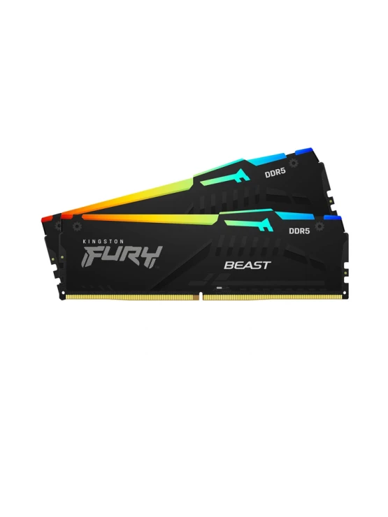 ოპერატიული მეხსიერება: Kingston FURY Beast Black RGB XMP DDR5 32GB 6800MHz DUAL KIT DIMM - KF568C34BBAK2-32