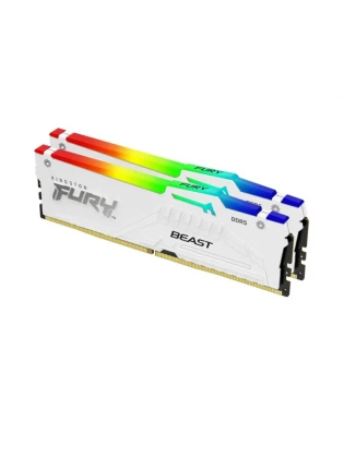 ოპერატიული მეხსიერება: Kingston FURY Beast White RGB XMP DDR5 32GB 6800MHz DUAL KIT DIMM - KF568C34BWAK2-32
