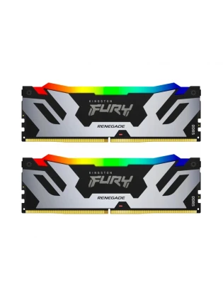 ოპერატიული მეხსიერება: Kingston FURY Renegade Silver/Black RGB XMP DDR5 64GB 6400MHz DUAL KIT DIMM- KF564C32RSAK2-64