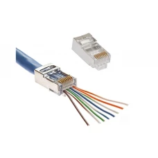 კონექტორი: Kingda KD-PG8033-C6 STP CAT5E CAT6 8P8C Pass Through Plug