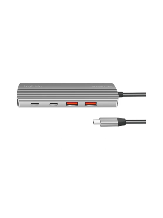 ადაპტერი: Logilink UA0413 Ultra-Slim USB 3.2 Gen2 Hub 2xUSB-A/2xUSB-C PD 100W Sspace Grey