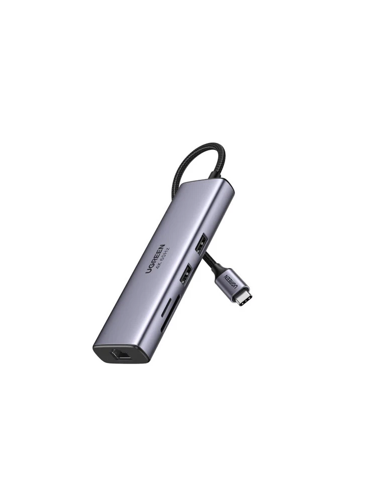 ადაპტერი: Ugreen CM512 USB Type-C 7 in 1 Adapter Gray - 60515