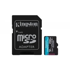 მეხსიერების ბარათი: Kingston Canvas Go Plus MicroSD 256GB UHS-I U3 Class 10 with Adapter - SDCG3/256GB