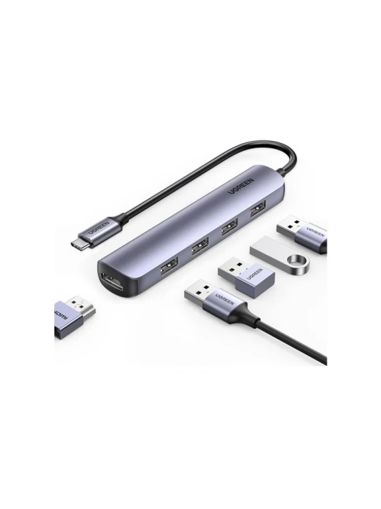 ადაპტერი: UGREEN CM417 4xUSB 3.0 + HDMI Hub Grey - 20197
