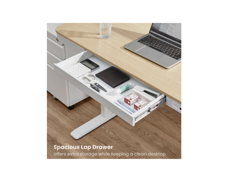 Desk: Vertex VX-1SSD-01NW Single Motor Sit-Stand Desk with Drawer & Memory Control