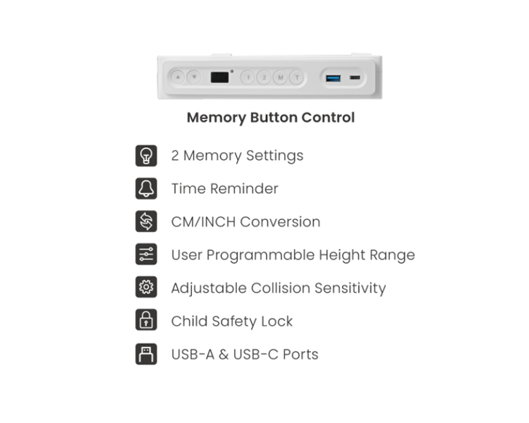 Desk: Vertex VX-1SSD-01NW Single Motor Sit-Stand Desk with Drawer & Memory Control
